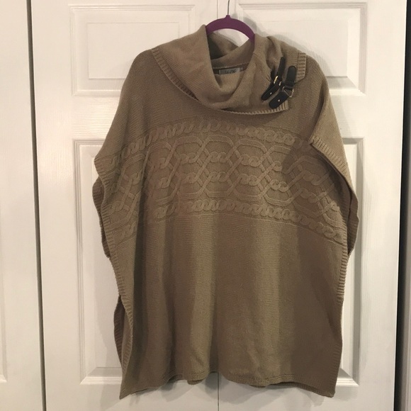 la Seine Sweaters - Taupe cowl neck poncho
